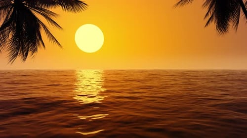 Wunderschöner tropischer Sonnenuntergang am Meer mit Palmen