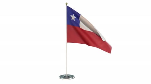 3D Rendered Chile Flag Waving on White Background