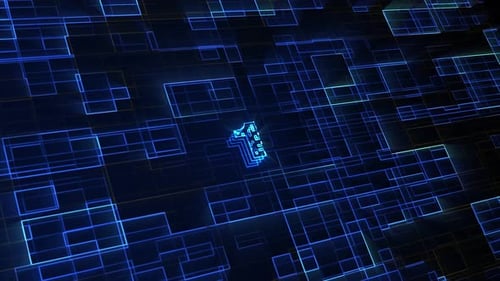 Futuristic Blue Digital Circuit Grid Background Animation