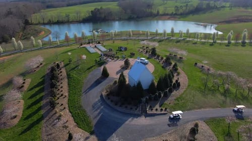 Aerial View of Wedding Ceremony in Countryside