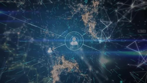 Futuristic Global Network Connecting User Icons Animation