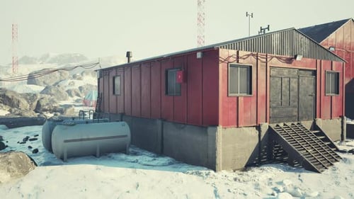 Aerial View of Antarctic Station in Antarctica