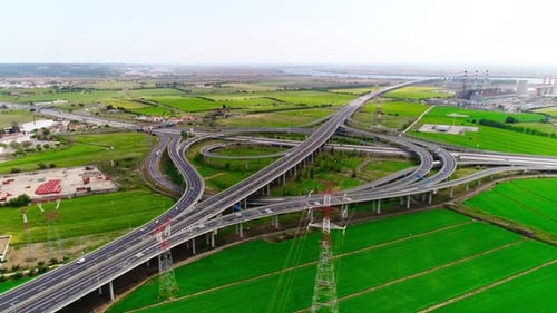Aerial View of Complex Highway Interchange