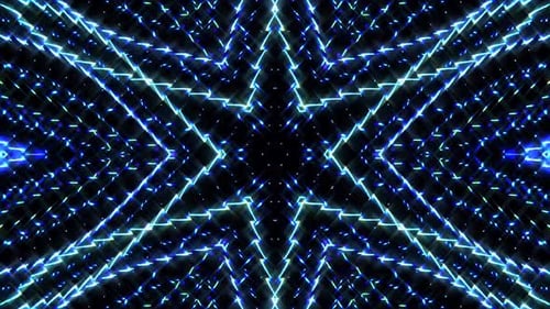 shining bright lines set blue wave motion, colorful, on black background