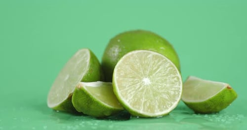 Juicy Sliced Lime Slowly Rotating.