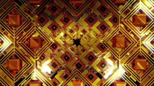 Luxurious Golden Geometric Tunnel Background Loop