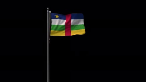 Central African Republic Flag Waving on Alpha Channel Background