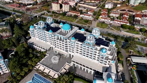 Hotels on the beach aerial view Turkey Alanya 4 K