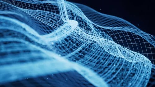 Flowing particles with glowing lines