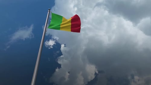 Mali Flag Waving With Realistic Clouds