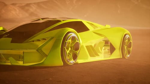 Supercar at Sunset in Desert