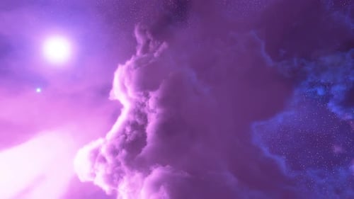 Abstract Flying Through Cosmic Nebula and Stars Background