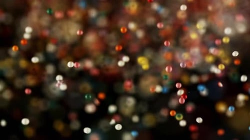 Blurred, Colorful Bokeh Orbs on Black Background