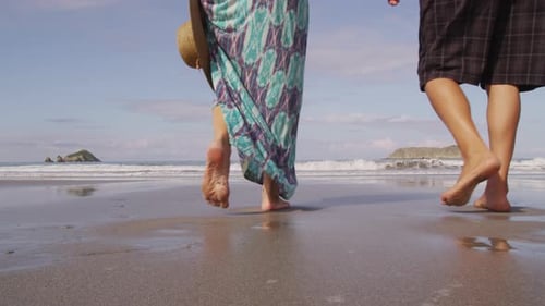 Couple walking on beach, Costa Rica. Shot on RED EPIC for high quality 4K, UHD, Ultra HD resolution.