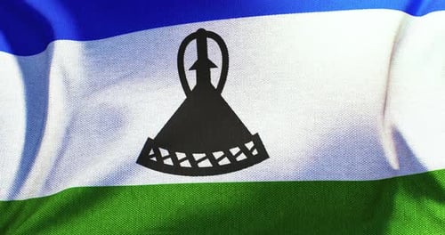 Lesotho Flag Waving Animated Loop