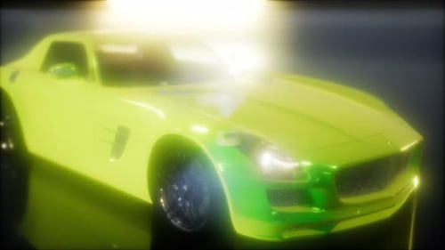 Futuristic 3D Sports Car Rotation with Glow and Reflections