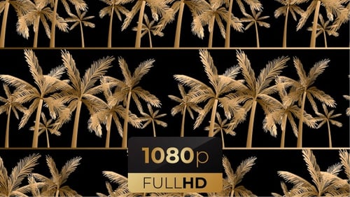 Elegant Golden Palm Trees Moving Horizontal Border