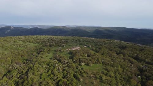 Incredible Landscape of Green Mountains in Fog View From Above