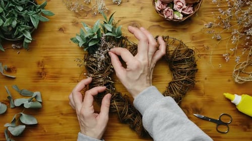 DIY Home Decor Crafts Female Hands Makes Spring Floral Wreath