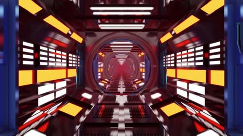 Futuristic Cyberpunk Sci-Fi Tunnel Flight Loop Animation