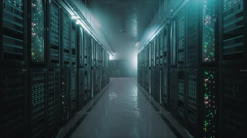 Zeitlupe durch modernen Serverraum