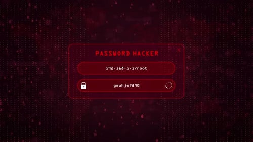 Digital Password Hacking Interface with Glitch Effects