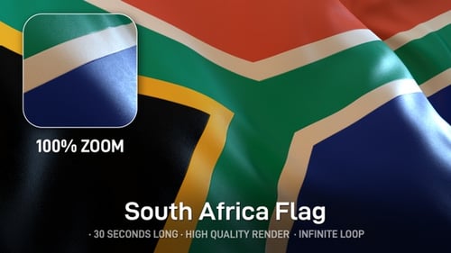 Realistic South Africa Flag Waving Loop