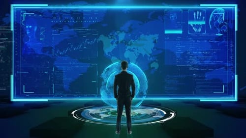 Futuristic Global Business Technology Interface Hologram