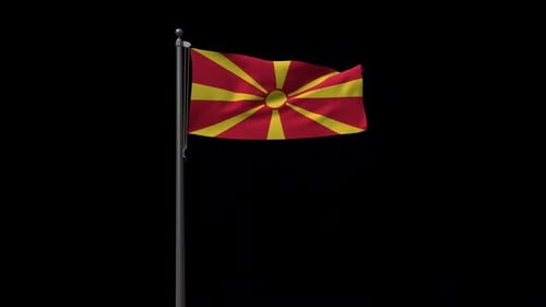 North Macedonia Flag Realistic Waving Animation