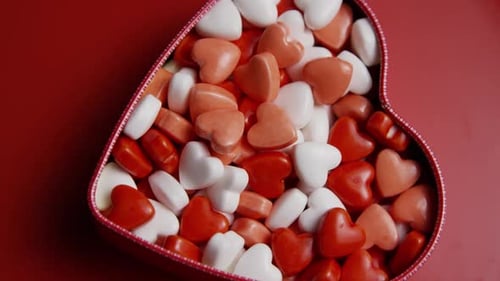 Rotating stock footage shot of Valentine's Day candy