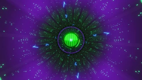 Rotating Particles and Flashing Light on Red Background Loop