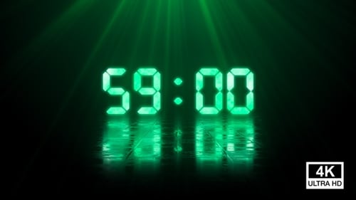 Digital Negative Countdown 60 Sekunden Grün 4K