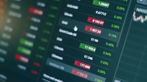 Stock Market or Stock Exchange Information with Data of Price, Change, and Volume. Financial Indexes