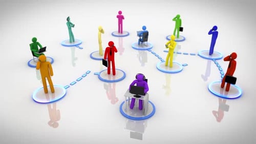 Social network with moving connections. Animation representing the network concept.