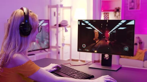 Blonde Girl Upset She Lost on a Shooter Online Game