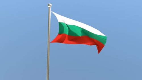 Realistic Bulgarian Flag Waving Against Blue Sky