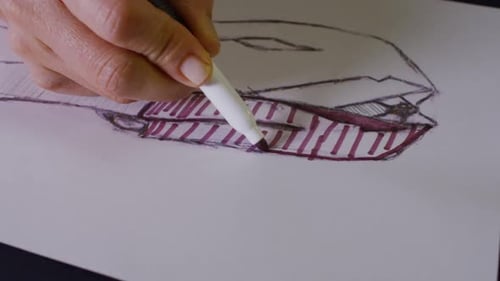 Hand Coloring Artistic Face Drawing with Marker