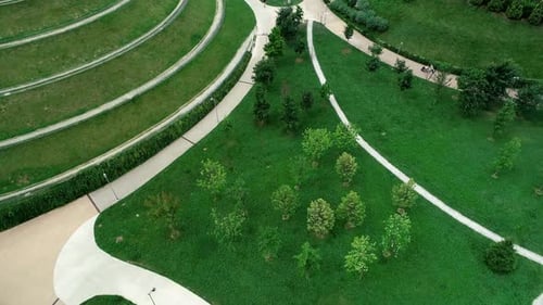 Aerial view of green park 4k