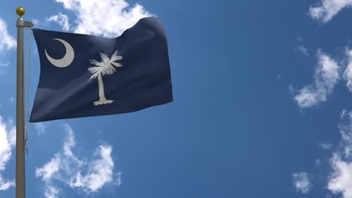 South Carolina State Flag Waving in Realistic Wind