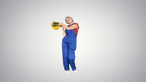 Tradeswoman dancing Construction uniform dressed woman