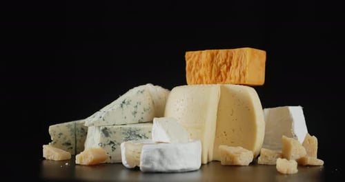 Cheese Still Life on Black Background