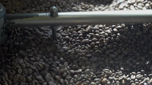Coffee beans roasting in machine
