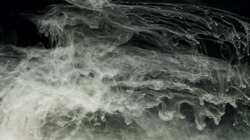 Gray Ink Acrylic Paint Mixing in Water Swirling Softly Underwater in Aquarium