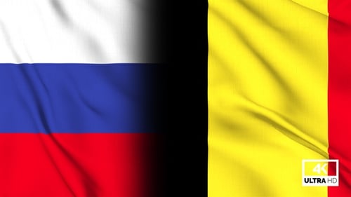Animated Waving Flags: Russia and Belgium