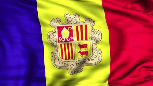 Andorra National Flag Waving in Realistic Loop