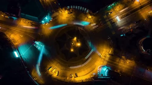 Night yerevan city drone hyperlapse