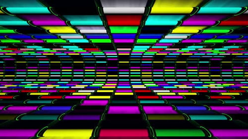 Vibrant Neon Light Tunnel Disco Party Background Loop