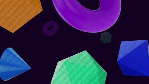 Colorful 3D Geometric Shapes Floating Abstract Background