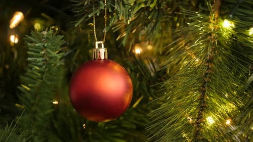 Red Christmas ornament close-up 4K 2160p 30fps UltraHD footage - Matte color decorative bauble on