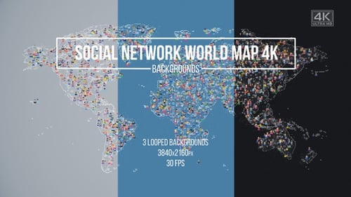 Animated Global Social Network World Map with User Icons
